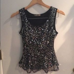 Black Sequin Top Tank